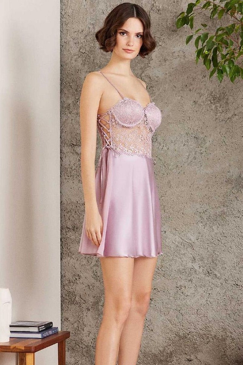pierre cardin 6005 Women's Satin Lace 6-Piece Dowry Set-Rose  - Image 5
