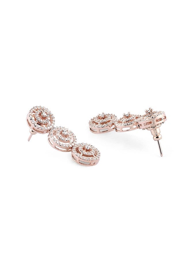 Ami Rose Gold Dazzling Cubic Zirconia Contemporary Necklace and Earring Set For Women-ZPFK20319 - Image 4