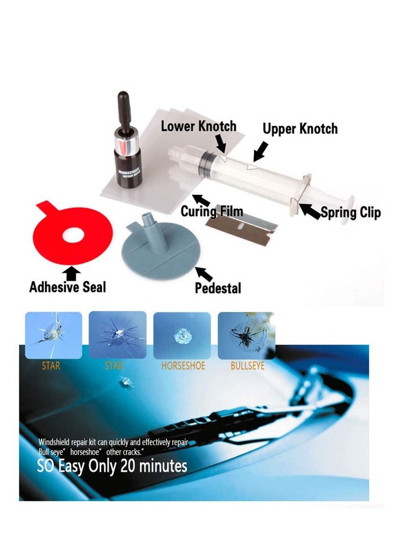 Excefore Fast Repair DIY Car Windshield Repair Kit, Windshield Repair Kit, to Fix Auto Glass Windshield Crack Chip Scratch, for Bulls Eyes Star Half Moon Long Crack Combination Repairment - Image 3