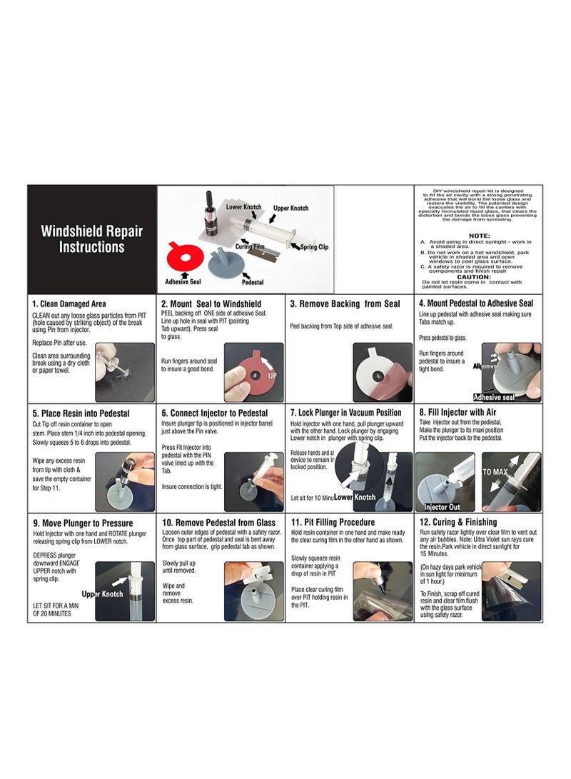 Excefore Fast Repair DIY Car Windshield Repair Kit, Windshield Repair Kit, to Fix Auto Glass Windshield Crack Chip Scratch, for Bulls Eyes Star Half Moon Long Crack Combination Repairment - Image 5