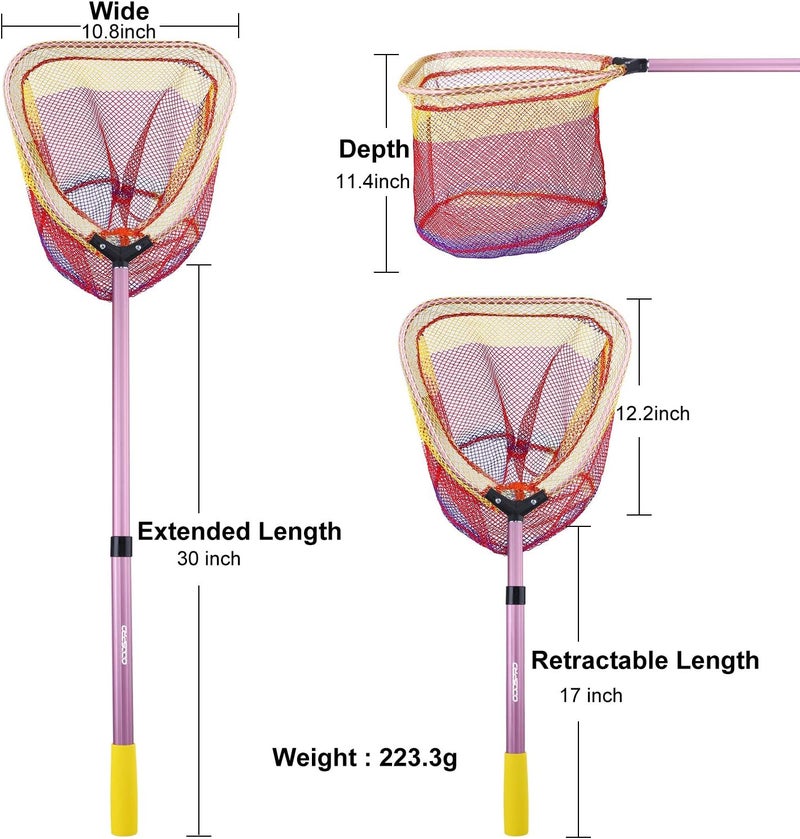 ODDSPRO Kids Fishing Net - Telescoping Bait, Minnow, and Butterfly Net With 11.4" Depth, Handle Extends to 30" for Easy Catch and Release - Image 2