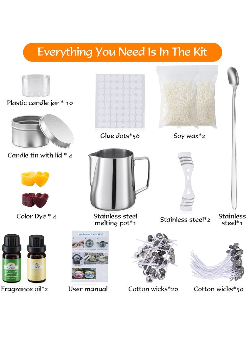 Captaintech Candle Making Kit Crafting DIY Scented Wax Candle Making Supplies Melting Pot Fragrance Oil - Image 5