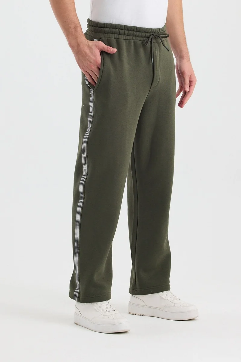 Cool Tarz Men's Regular Stripe Detailed Lace-Up 3 Thread Sweatpants