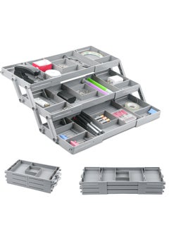 Generic 3 Tier Drawer Organizer Expandable Collapsible Multi Level Storage Trays for Office Bathroom Kitchen, Drawer Organizer for Jewelry, Junk, Makeup, Silverware and small items  - Image 1