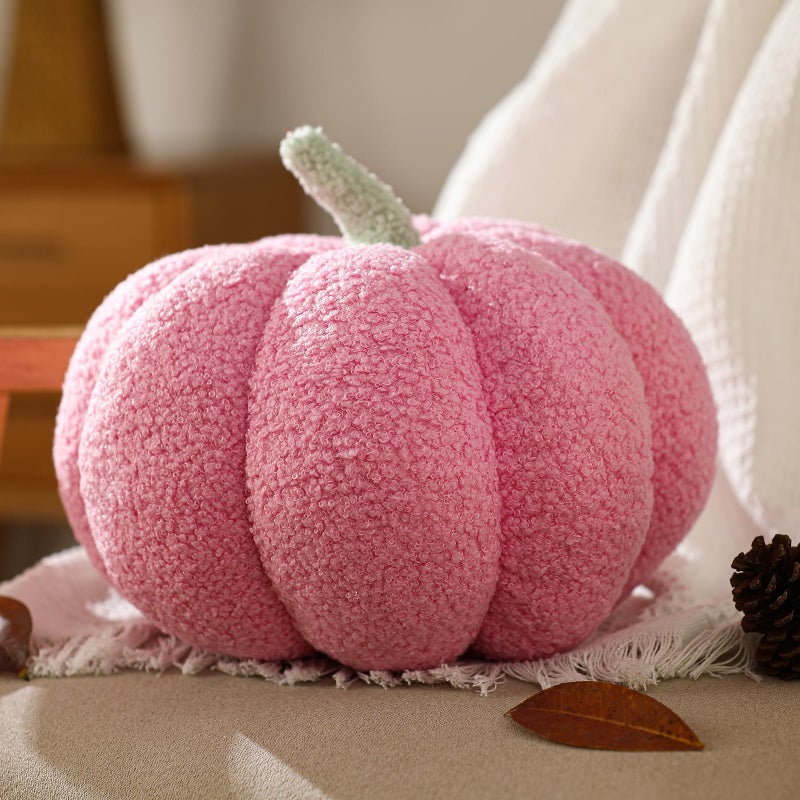 YRXRUS Pumpkin Pillows Thanksgiving Pumpkin Throw Pillows Pink Shaped Pillow for Fall Room Decor Gifts Teddy Fleece Cute 6x12 Inches Halloween Pillow Accent Fall Pillows