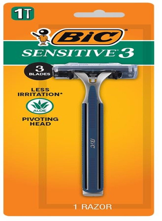 BIC Sensitive 3 Razors, 3 Blades, Lubricating Strip, Pivoting Head, 6 Count for Men with Sensitive Skin - Image 1