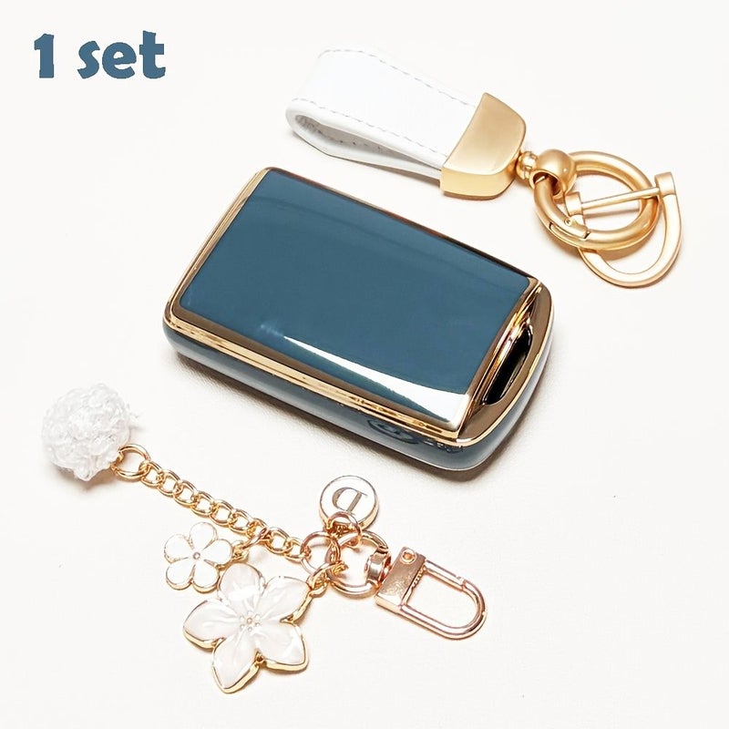 غطاء مفتاح مازدا الأخضر مع سلسلة مفاتيح حماية 360 لسيارات CX5 CX30 CX9 - Image 4
