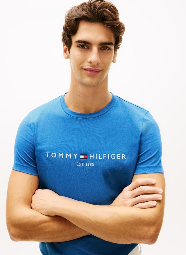 TOMMY HILFIGER Logo Embroidery Slim Jersey T-Shirt - Image 3