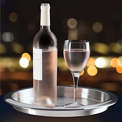 OGGI Round Tray Steel 14" - Ideal Coffee Table, Decorative Tray, Tea and Bar Serving Tray Stainless Steel - Image 3