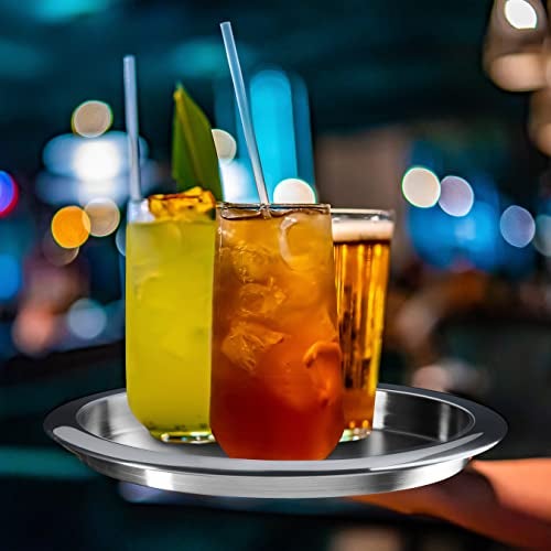 OGGI Round Tray Steel 14" - Ideal Coffee Table, Decorative Tray, Tea and Bar Serving Tray Stainless Steel - Image 5