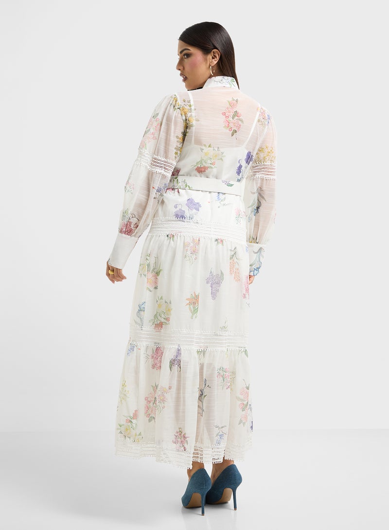 خزانة فستان أورجانزا بنقشة الزهور - Image 2