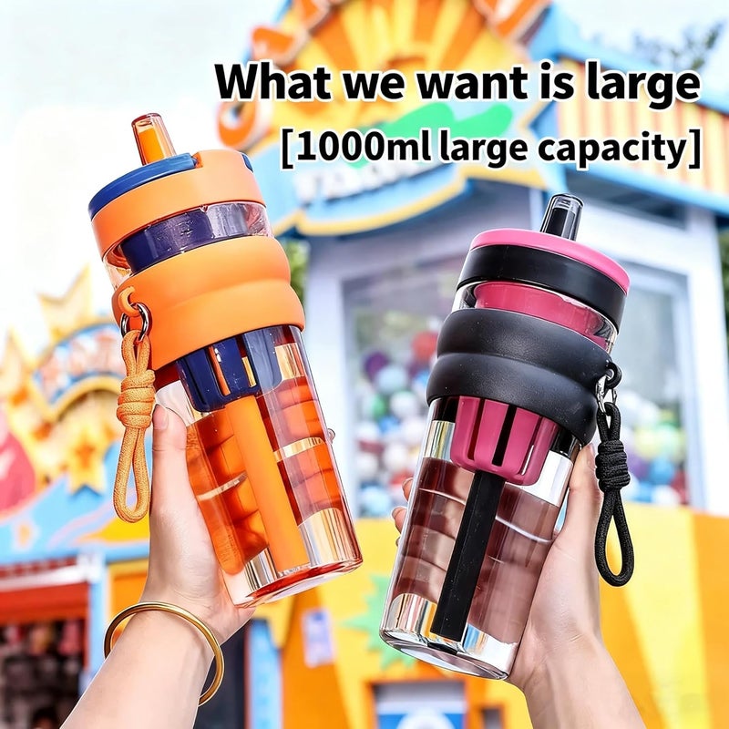 LIMVON 32oz Reusable Water Bottle Tumbler with Lid & Straw – Leakproof Sports Cup for Gym, Fitness & Travel, Portable Shaker for Coffee, Juice & Iced Beverages (Black) - Image 4