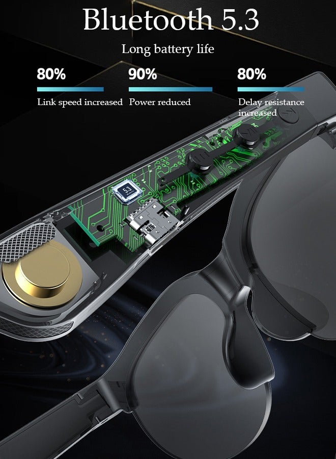 DUNISO Smart Glasses,Bluetooth 5.3 Sunglasses Wireless Bluetooth Headset Waterproof Compatible with Smart Phones Easy to Make Phone Calls and Listen to Music Polarized Lenses - Image 3