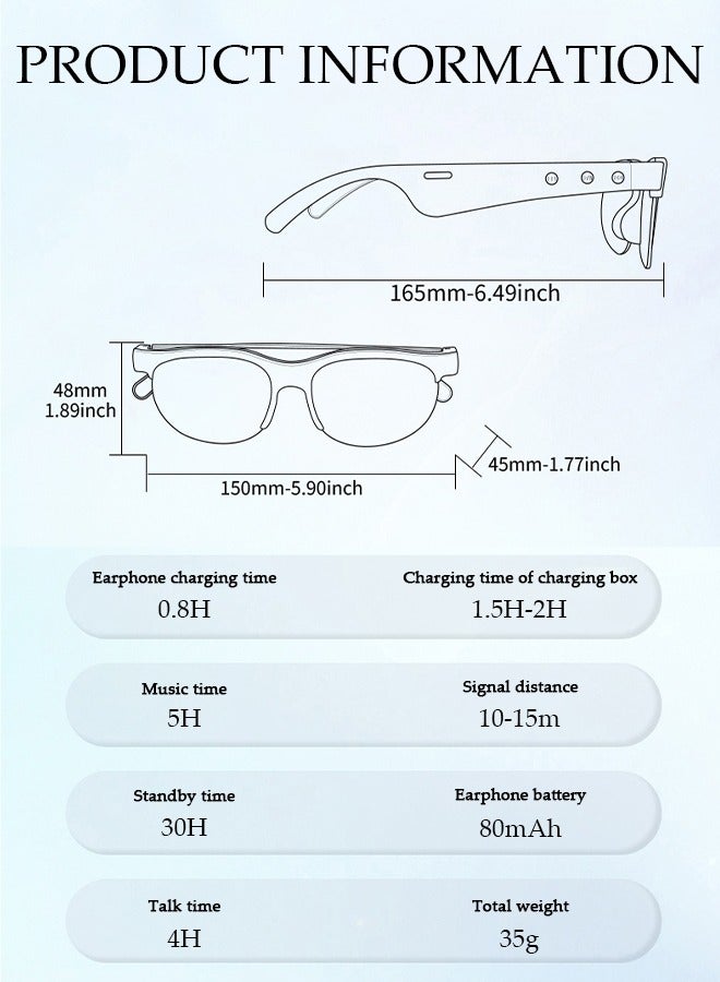 DUNISO Smart Glasses,Bluetooth 5.3 Sunglasses Wireless Bluetooth Headset Waterproof Compatible with Smart Phones Easy to Make Phone Calls and Listen to Music Polarized Lenses - Image 4