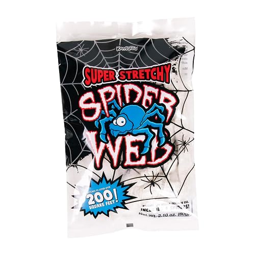 Kangaroo 200 sq. Ft Fake Spider Webs Decorations - Spiderweb Webbing Halloween Cobwebs Decor - Scary Halloween Decor Indoor Outdoor Party Wall, Graveyard Decoration Props - 4 Fake Spiders Included - Image 1