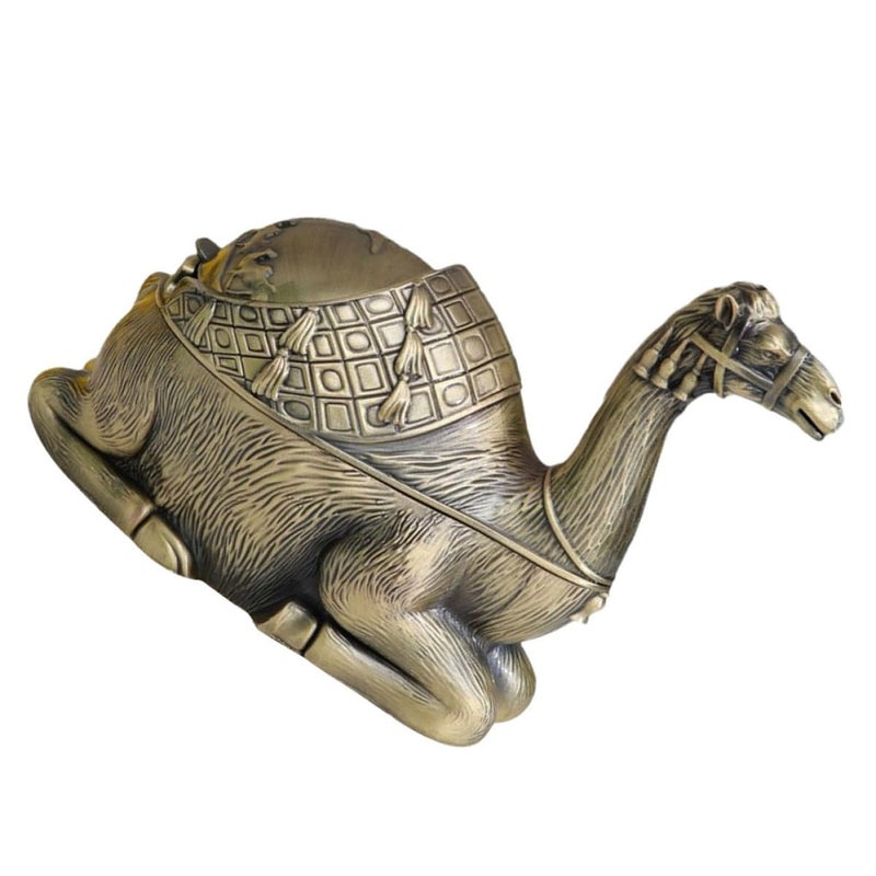 Vintage Camel Metal Ashtray with Lid Windproof Large Retro Home Outdoor Smoking Accessory - Image 2