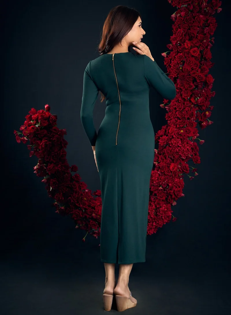 Zigzag Emerald Fitted Dress