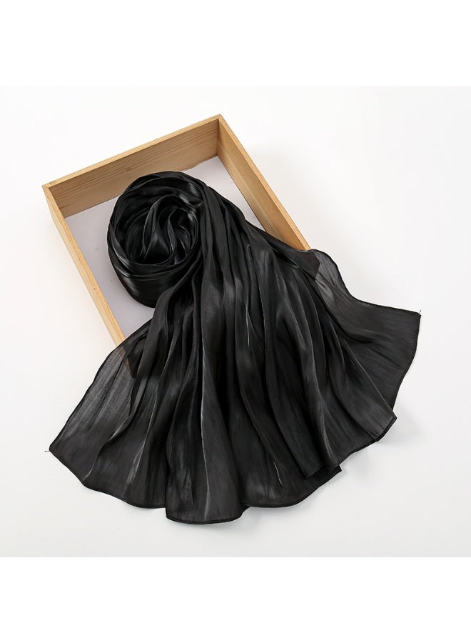 1pc Women Hijab Solid Island Silk Soft Headscarf, Arabic Leisure Long Scarf, Conservative Solid Color Head Wrap Suitable For Everyday Wear For Abaya - Image 4