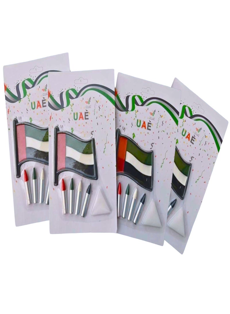 Boxwoods 4 Packs Of UAE Flag Colors Red Green White And Black Face Paint Complete Kit For National Day Celebrations - Image 1