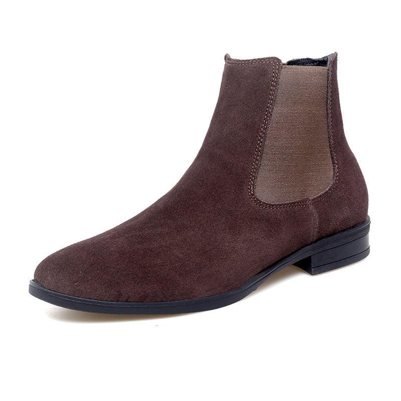 Men'S And Women'S Leather Boots, Pointed-Toe Boots, Large Size Couple'S Chelsea Boots, High-Top Martin Boots, Suede Genuine Leather Men'S Leather Boots - Image 1