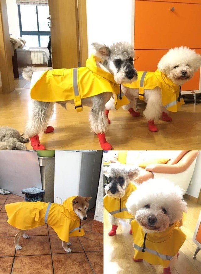 PETANGEL Dog Raincoat Adjustable Pet Water Proof Clothes Lightweight Rain Jacket Poncho Hoodies with Reflective Strip for Small Medium Large Dogs (Size: S, Yellow) - Image 5
