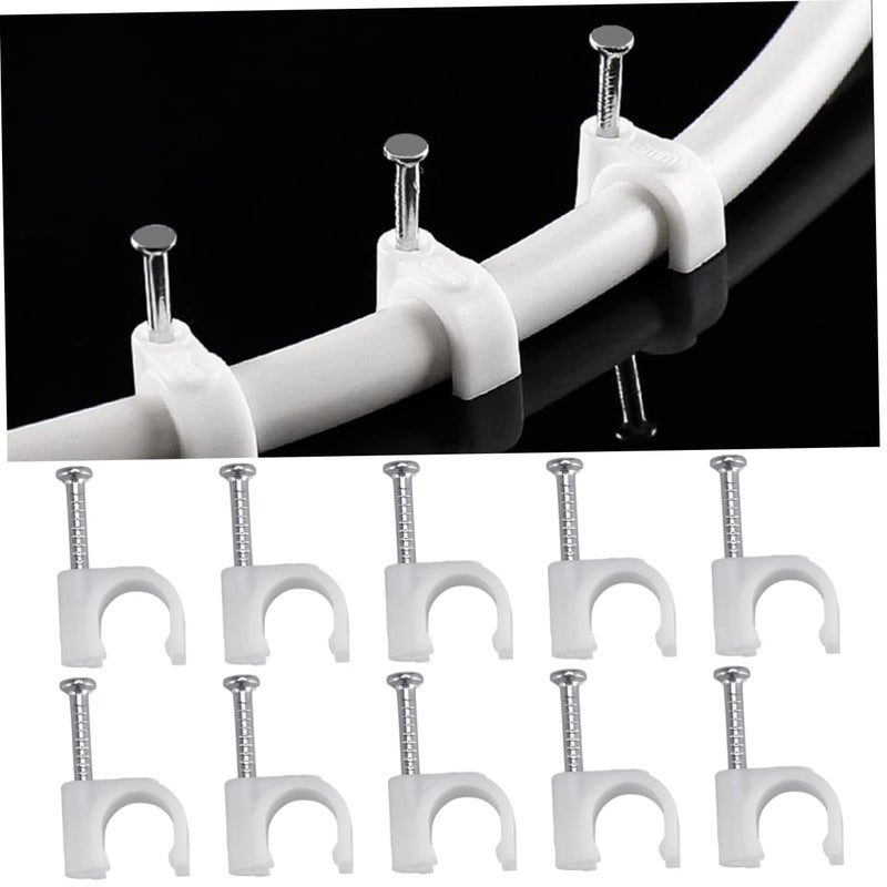 White Plastic Cable Clips 400Pcs Round Wire Management for Ethernet and Speaker Wires - Image 5