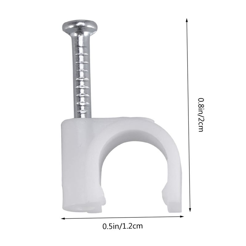 White Plastic Cable Clips 400Pcs Round Wire Management for Ethernet and Speaker Wires - Image 3