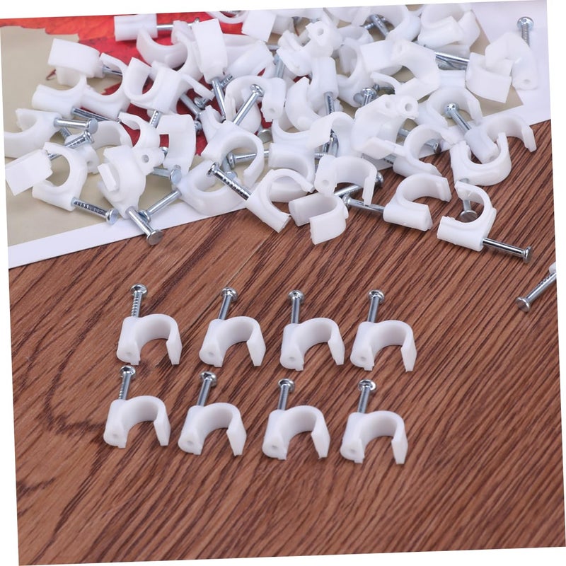 White Plastic Cable Clips 400Pcs Round Wire Management for Ethernet and Speaker Wires - Image 4