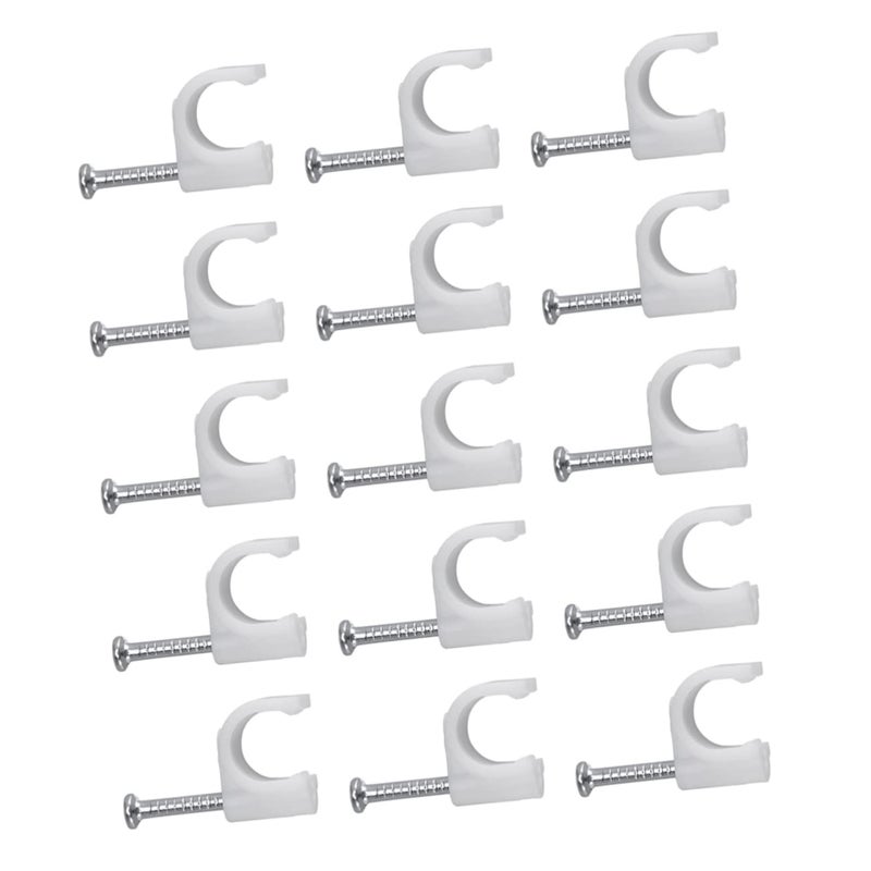 White Plastic Cable Clips 400Pcs Round Wire Management for Ethernet and Speaker Wires - Image 2