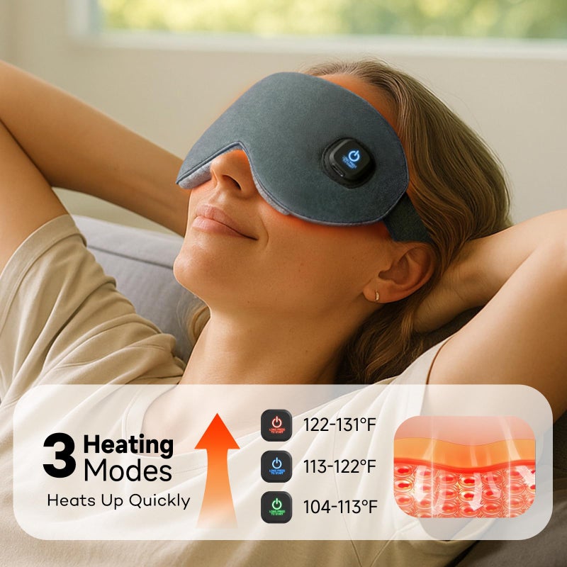 Ezona Cotton Cordless Heated Eye Mask, 2000mAh Warm Eye Compress Mask for Dry Eyes, Washable Eye Heating Pad for Travel, MGD,Blepharitis, Sinus Migraine with 10W Chargerï¼ˆGrayï¼‰ - Image 3