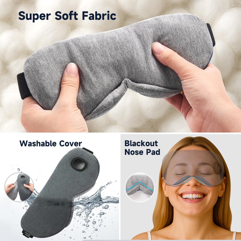 Ezona Cotton Cordless Heated Eye Mask, 2000mAh Warm Eye Compress Mask for Dry Eyes, Washable Eye Heating Pad for Travel, MGD,Blepharitis, Sinus Migraine with 10W Chargerï¼ˆGrayï¼‰ - Image 5