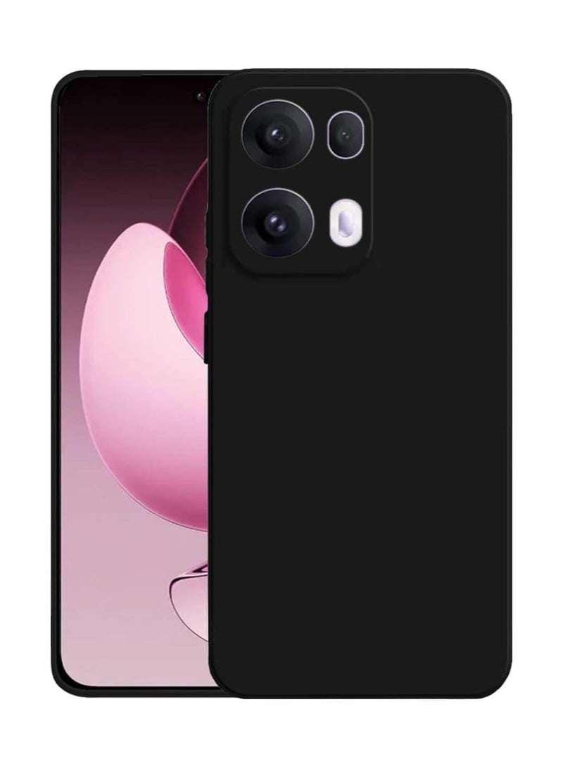 Case for Oppo Reno13 Pro Liquid Gel Rubber Bumper Case with Soft Microfiber Lining Cushion Slim Hard Shell Shockproof Protective Cover for Reno 13 Pro 5G 2024 (Black)