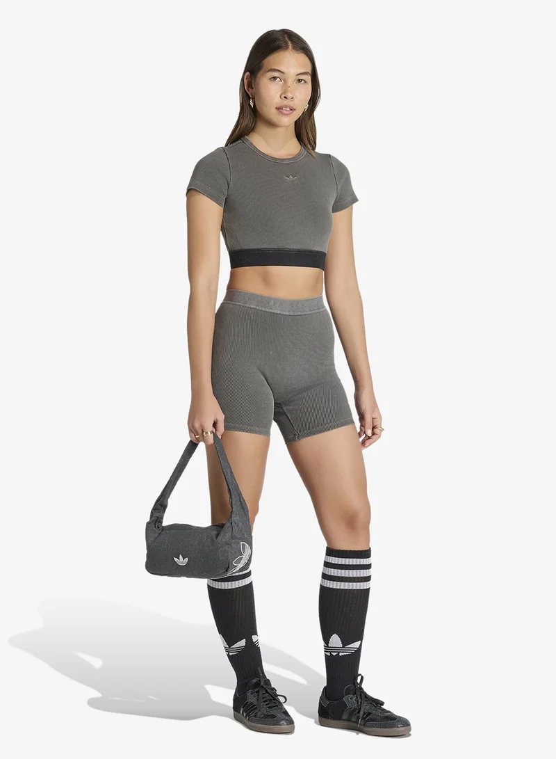 Adidas Originals BLACK Essentials Rib Tights 1/4 Washed for Women | Best Price UAE