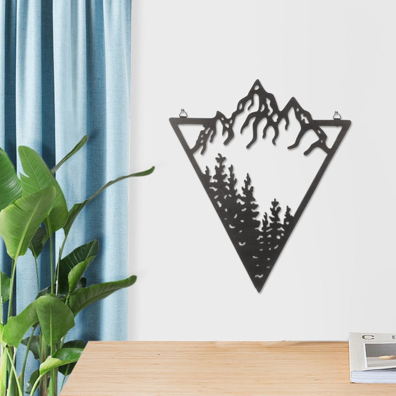 Mountain Trees Wood Sign Hanging Mountain Trees Wall Art Cutout Mountain Decor - Image 3
