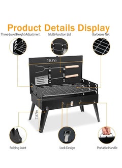 Rightsure Portable Charcoal Grill, BBQ Grill Outdoor Folding Barbecue ,with Barbecue Accessories & Lid for Outdoor Cooking Camp Picnic Hiking Beach Patio Smokers(B-Grill)  - Image 2