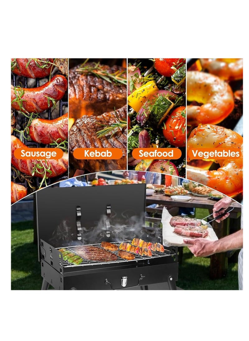 Rightsure Portable Charcoal Grill, BBQ Grill Outdoor Folding Barbecue ,with Barbecue Accessories & Lid for Outdoor Cooking Camp Picnic Hiking Beach Patio Smokers(B-Grill)  - Image 4
