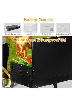 Rightsure Portable Charcoal Grill, BBQ Grill Outdoor Folding Barbecue ,with Barbecue Accessories & Lid for Outdoor Cooking Camp Picnic Hiking Beach Patio Smokers(B-Grill)  - Image 5