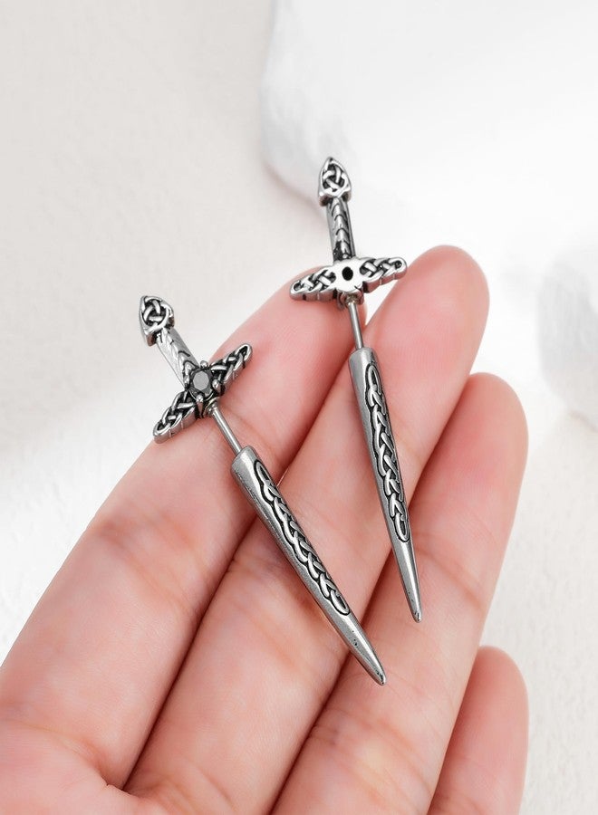 HANRESHE Sword Earrings For Men Women Fashion Stainless Steel Sword Gothic Cross Stud Earrings Dagger Earring Sword Cool Punk Style Gothic Accessories Gift - Image 5