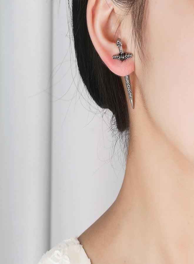 HANRESHE Sword Earrings For Men Women Fashion Stainless Steel Sword Gothic Cross Stud Earrings Dagger Earring Sword Cool Punk Style Gothic Accessories Gift - Image 2