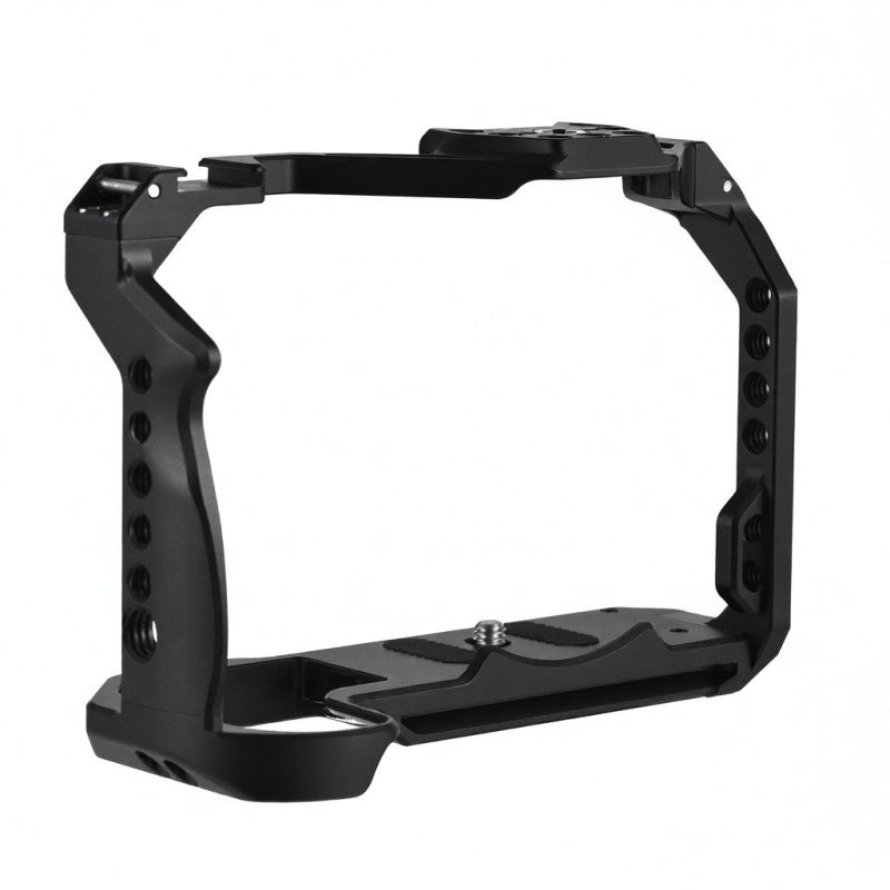 Camera Cage: Aluminum Alloy Black Kit With Top Handle Side Grip - Anti-scratch Stable Mount Multi-functional Camera Video Cage for Canon R7 Camera Video Recording - Image 1