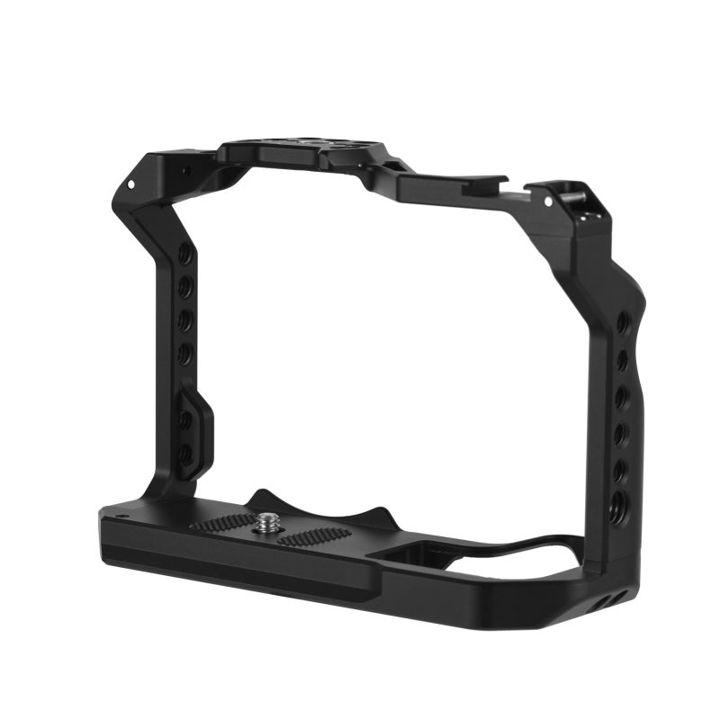 Camera Cage: Aluminum Alloy Black Kit With Top Handle Side Grip - Anti-scratch Stable Mount Multi-functional Camera Video Cage for Canon R7 Camera Video Recording - Image 4