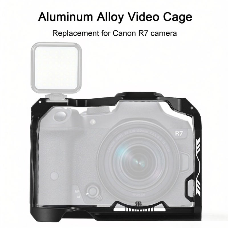 Camera Cage: Aluminum Alloy Black Kit With Top Handle Side Grip - Anti-scratch Stable Mount Multi-functional Camera Video Cage for Canon R7 Camera Video Recording - Image 5