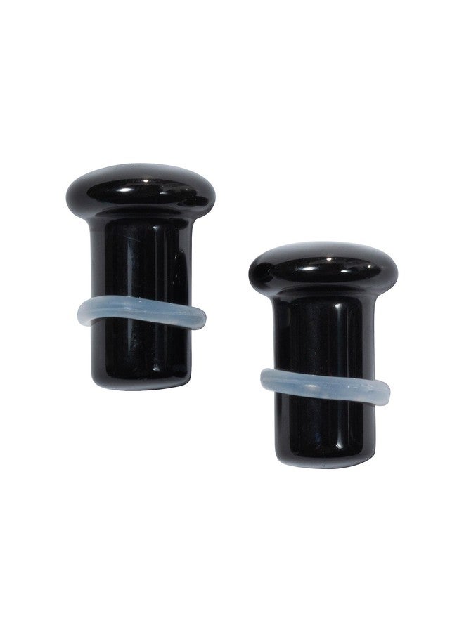 Pierced Owl Natural Black Obsidian Stone Single Flare Plugs with Clear O-Rings, Sold as a Pair (6mm (2GA)) - Image 2