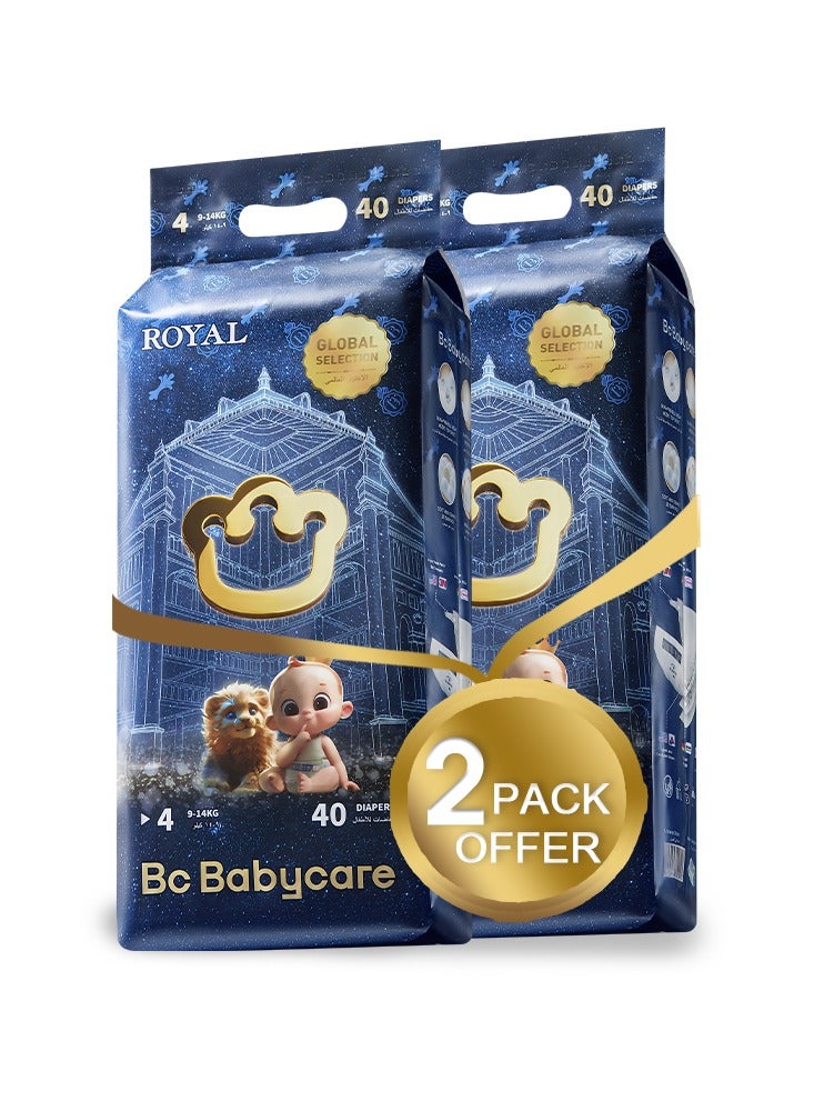 Babycare Babycare Royal Baby Diapers – Size 4 (9–14 kg), 80 Pieces, Pack of 2  - Image 1
