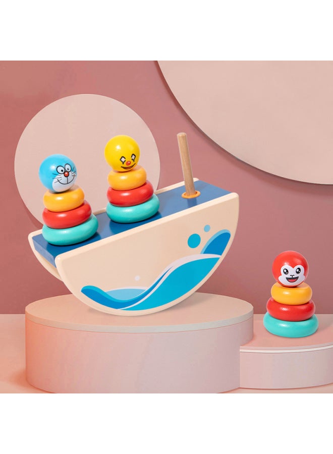 Wooden Multifunctional Balance Set Column Tumbler Children's Baby Early Education Enlightenment Educational Building Blocks Toy-Color:Balance Jacket Column  - Image 2