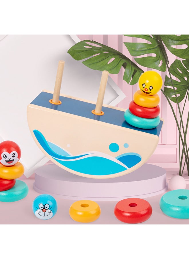 Wooden Multifunctional Balance Set Column Tumbler Children's Baby Early Education Enlightenment Educational Building Blocks Toy-Color:Balance Jacket Column  - Image 5