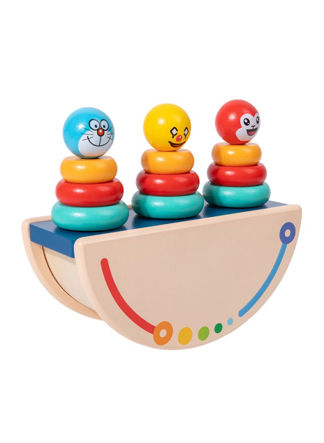 Wooden Multifunctional Balance Set Column Tumbler Children's Baby Early Education Enlightenment Educational Building Blocks Toy-Color:Balance Jacket Column  - Image 1