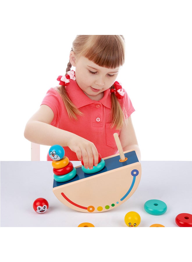 Wooden Multifunctional Balance Set Column Tumbler Children's Baby Early Education Enlightenment Educational Building Blocks Toy-Color:Balance Jacket Column  - Image 3