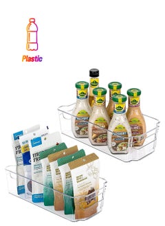 SKY-TOUCH SKY-TOUCH 2pcs Refrigerator Clear Organizer Bins,Clear Plastic Storage Fridge Organizers with Handle for BPA,Fridge, Freezer, Cabinet,Kitchen,Food mPantry Organization & Storage  - Image 1