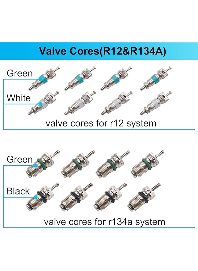 Excefore 39Pcs Air Conditioning Valve Core Kit, R12 R134A Schrader Valve Stem Cores For Car & Home Ac, Includes Single & Dual Heads Valve Core Remover Installer Tool - Image 4